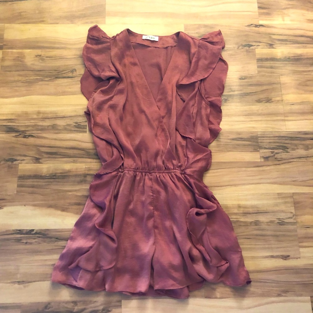 NWOT Women’s Satin Coral Pink Dress Romper